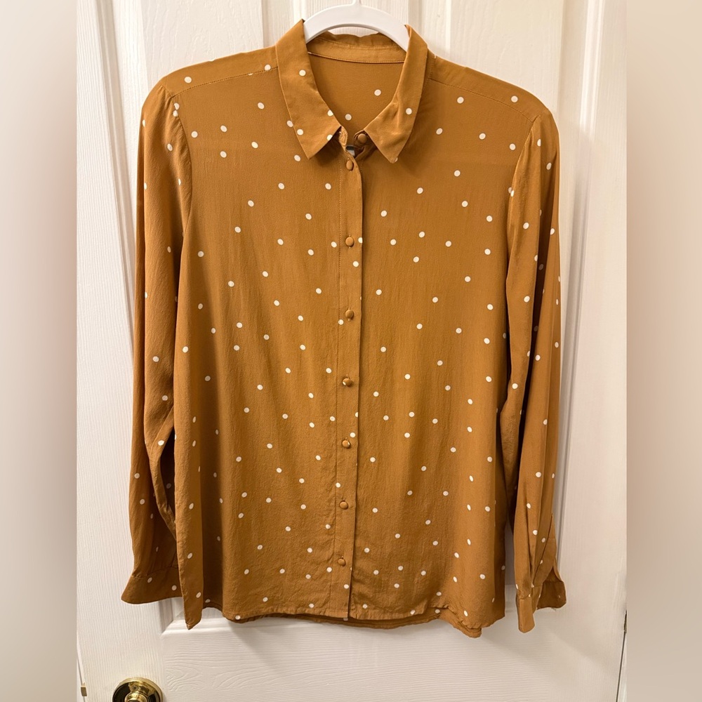 Sezane Ana shirt Polka Dot Button-Up Blouse in Brown size 36 - Picture 4 of 8